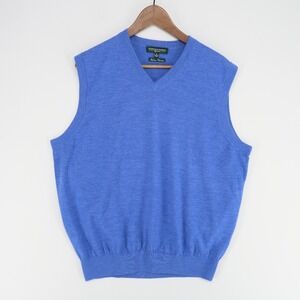 Fairway & Greene Signature Sweater‎ Vest Mens M Blue 100% Merino Wool Knit Golf